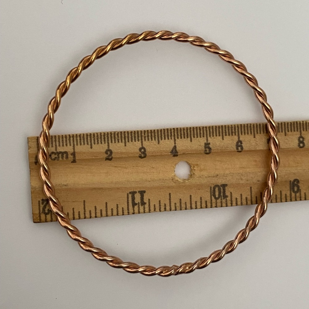 925 Silver 14k rose gold plated handmade rope twisted bangle - Picture 2 of 3